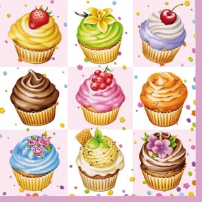 Салфетка для декупажа 13306596 33 x 33 cm Cupcakes Square pink ― VIP Office HobbyART