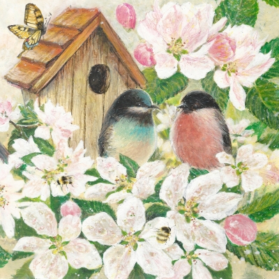 Салфетка для декупажа 211716 33 x 33 cm Birds and Blossom ― VIP Office HobbyART