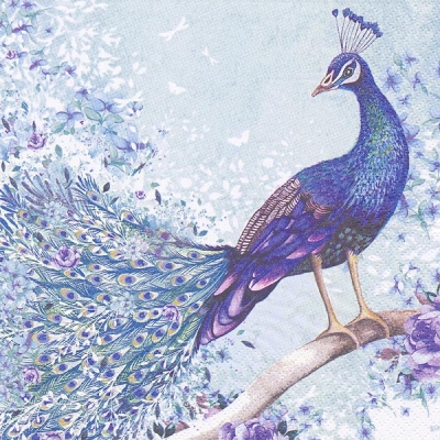 Салфетка для декупажа 361326 33 x 33 cm Peacock sitting on Branch ― VIP Office HobbyART