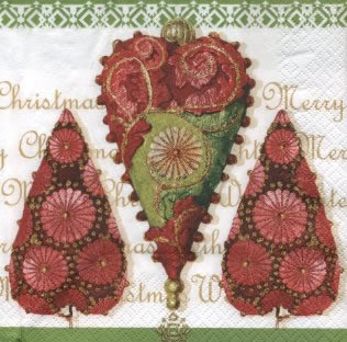 Salvrätik - Салфетка для декупажа - 33 x 33 cm Oriental X-mas Hearts