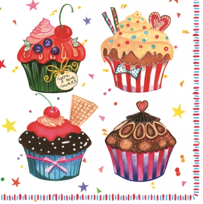 Салфетка для декупажа SDOG-012001 33 x 33 cm 4x Cupcake ― VIP Office HobbyART