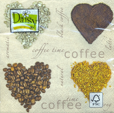 Салфетка для декупажа SDOG-016401 33 x 33 cm Coffee Hearts ― VIP Office HobbyART