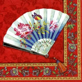 Салфетка для декупажа L-97710 33 x 33 cm FAN red ― VIP Office HobbyART